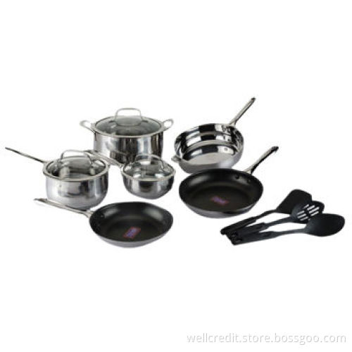 New design 12pcs cookware set with optional non stick coating